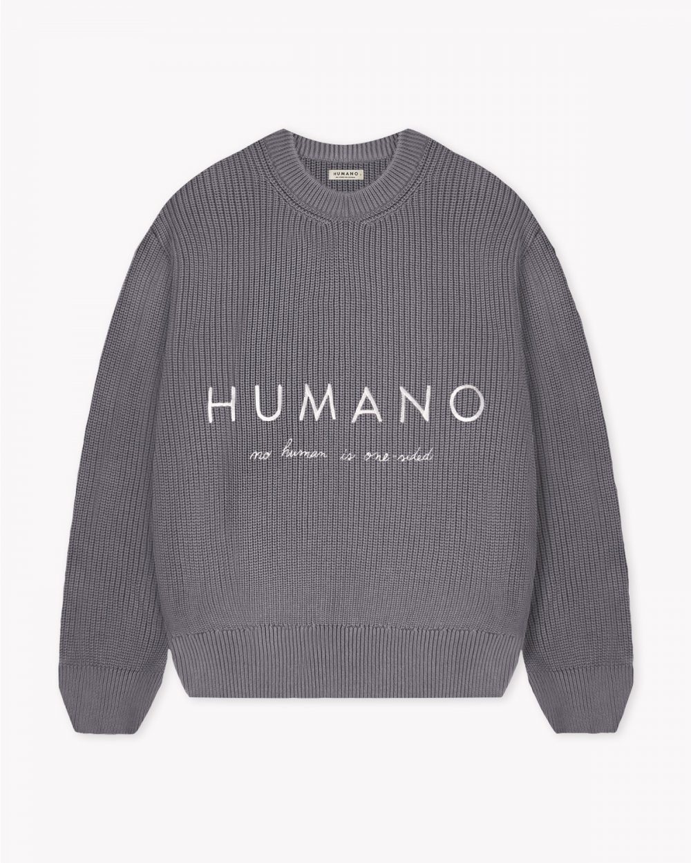 No Human is One-Sided Knit Grey