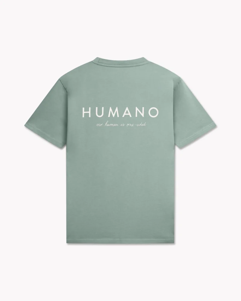 No Human is One-Sided T-shirt Pastel Green Back